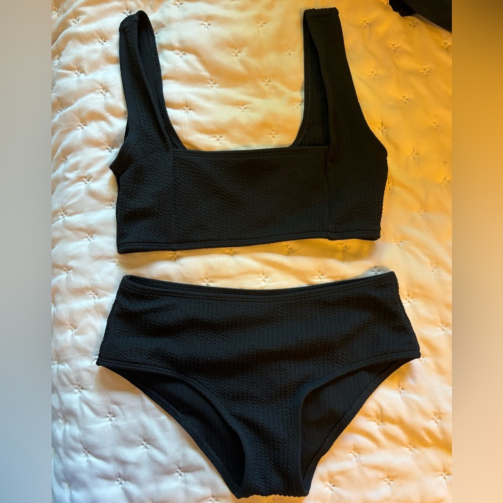 ‘SHEIN’ Black Textured Bikini Swimsuit